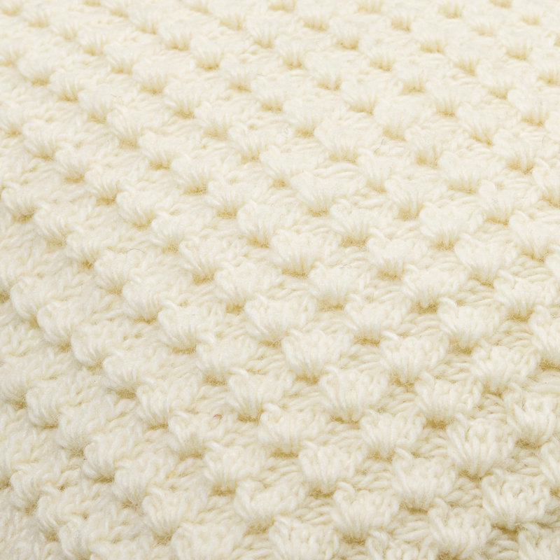 Makrome Wool Blend Reversible Pillow Cover, 18"H x 18"W, Ivory