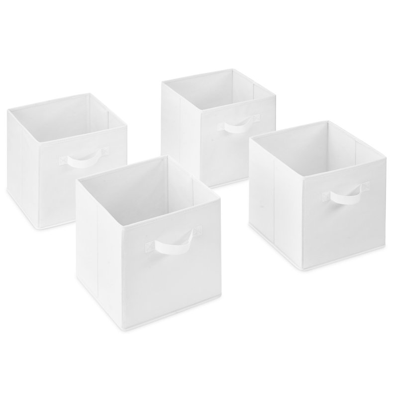 FABRIC STORAGE CUBES-4 PACK, White