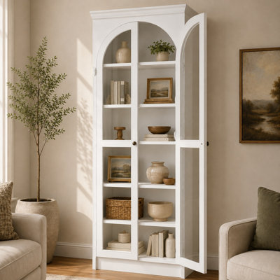 Vitrine cintrée blanche de 220 cm de hauteur avec éclairage USB