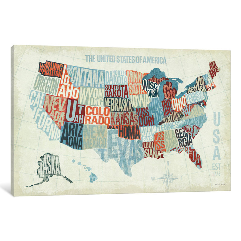 « usa modern », art textuel sur toile, Papier d'art encadré noir, Blanc, H 24 po x l 32 po x P 1 po
