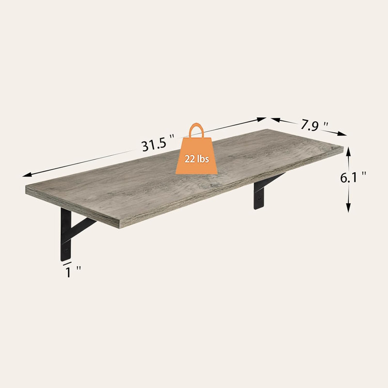 Large Wall Mounted Shelves Set Of 2 - Sturdy Metal Brackets, Easy-To-Install Floating Display Ledges For Living Room, Bathroom, Bedroom, Kitchen, Laundry Room