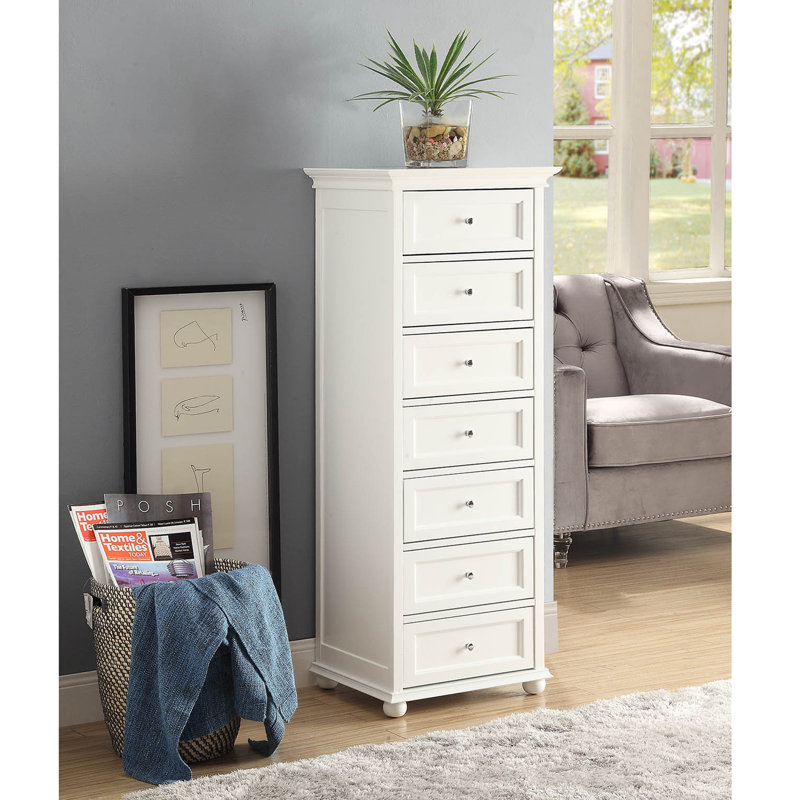 Arsenie 20" W Solid Wood Gloss 7-Drawer Lingerie Chest, White