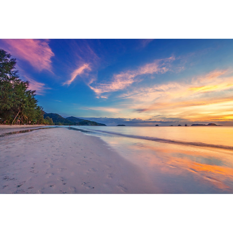 Tropical Beach At Sunset by Kavram - Wrapped Canvas Print, 81cm H x 122cm W