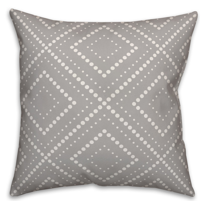  Housse de coussin carré à pois, 18 po x 18 po, Gris, Polyester / Bourre en polyester