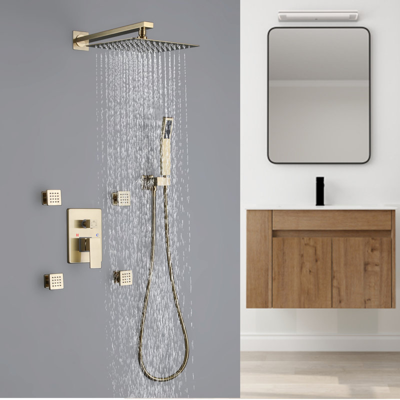 All-In-One Kit with Rough in-Valve, Brushed Gold