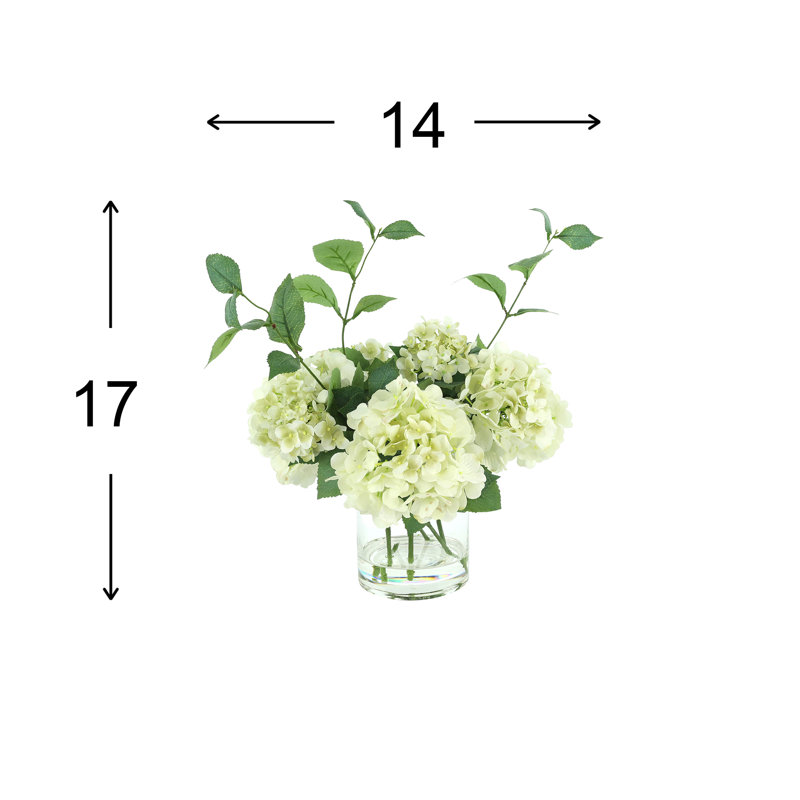 Hydrangea Floral Arrangement in Vase, White