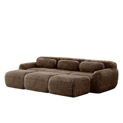 Tissu moelleux doux à 3 places, éponge haute densité 32D, combinaison sans repose-pieds mobile, conception antidérapante inférieure sans assemblage, connexion par boucle pour la chambre à coucher, le salon et le cinéma maison, chocolat
