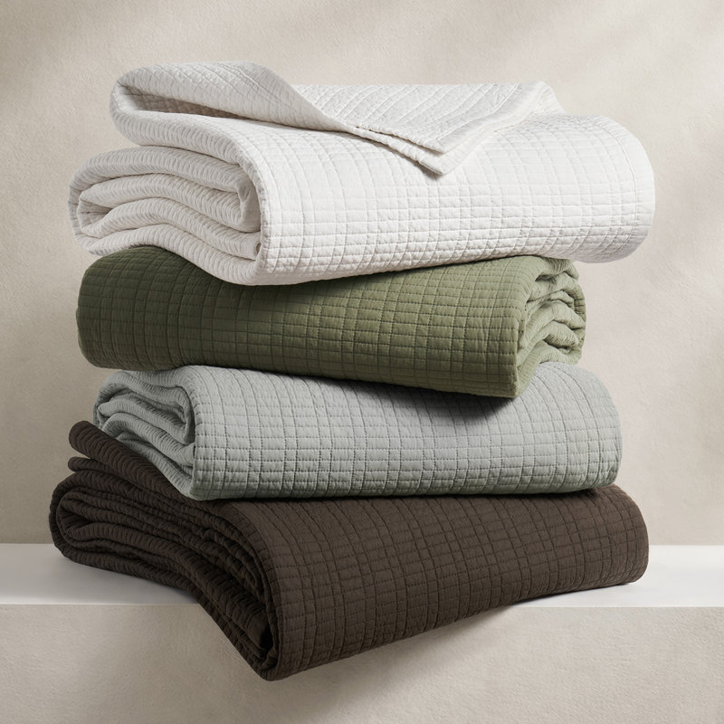 Ensemble de courtepointe surdimensionnée 100% coton Everglace, Courtepointe très grand + 2 taies décoratives, Vert olive