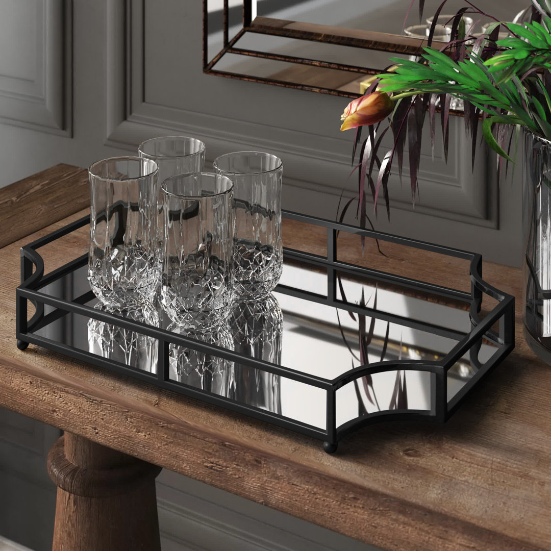 Rosa Mirrored Glass Tray Kelly Clarkson Home Color: Black