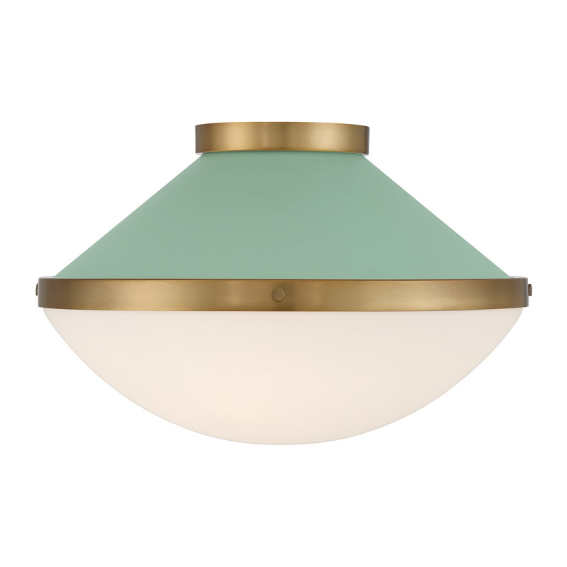 Bolderberg 2 Light Vibrant Gold Flush Mount, Green