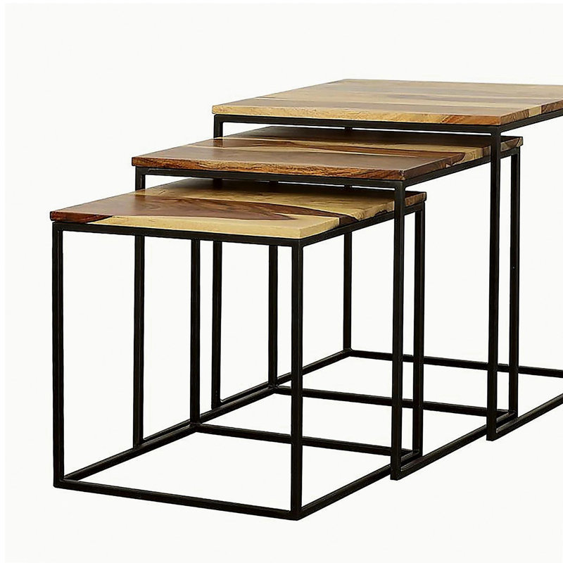 Natural Black 3-Piece Nesting Table Set