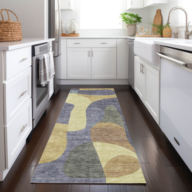 Tapis mauve lavable à la machine intérieur / extérieur Xhevrie, Tapis de couloir 2 pi 3 po x 7 pi 6 po