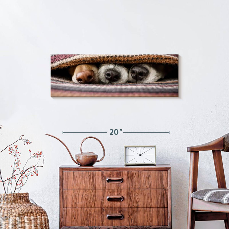 Impression sur toile de chiens cachés, H 8 po x l 24 po x P 1 po