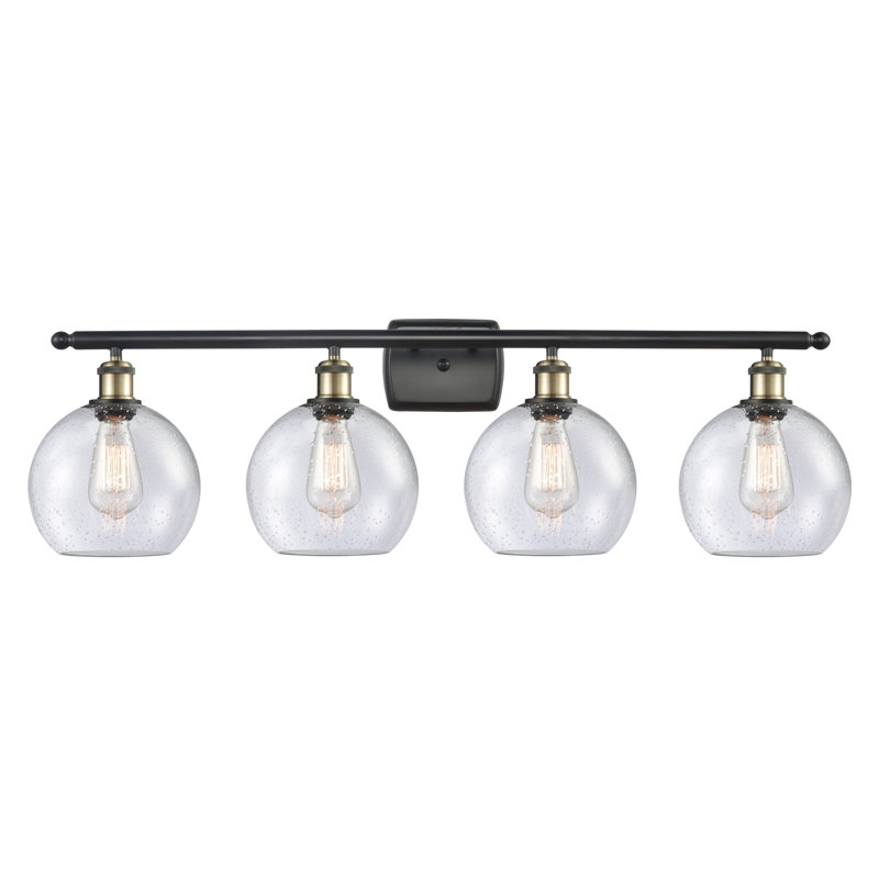Éclairage pour salle de bain 4 lumières en laiton antique Cindi, Laiton antique noir, DEL