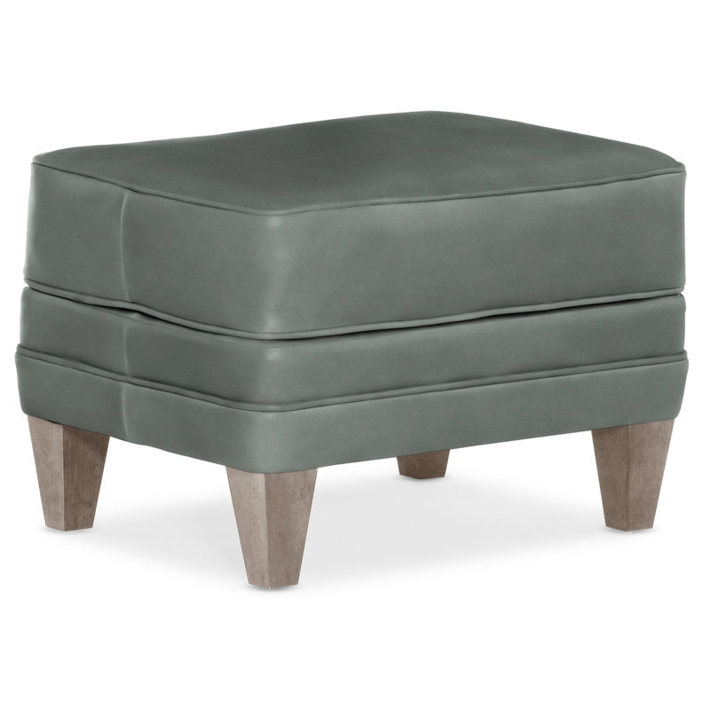Willow Ottoman, Stone, Aline Fumo Genuine Leather