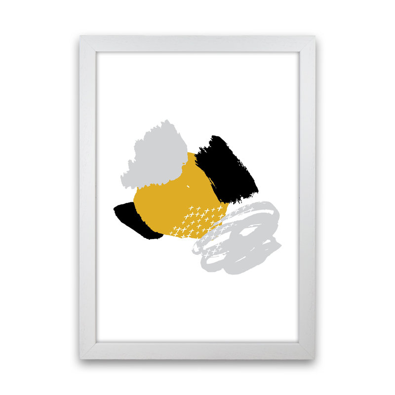 Mismatch Mustard And Black - Print, 84cm H x 59.4cm W x 3cm D, White Framed