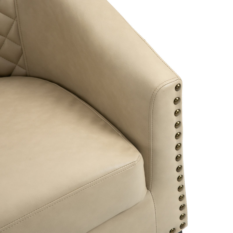 Boney 76.2 Cm Wide Barrel Chair, Beige Faux Leather