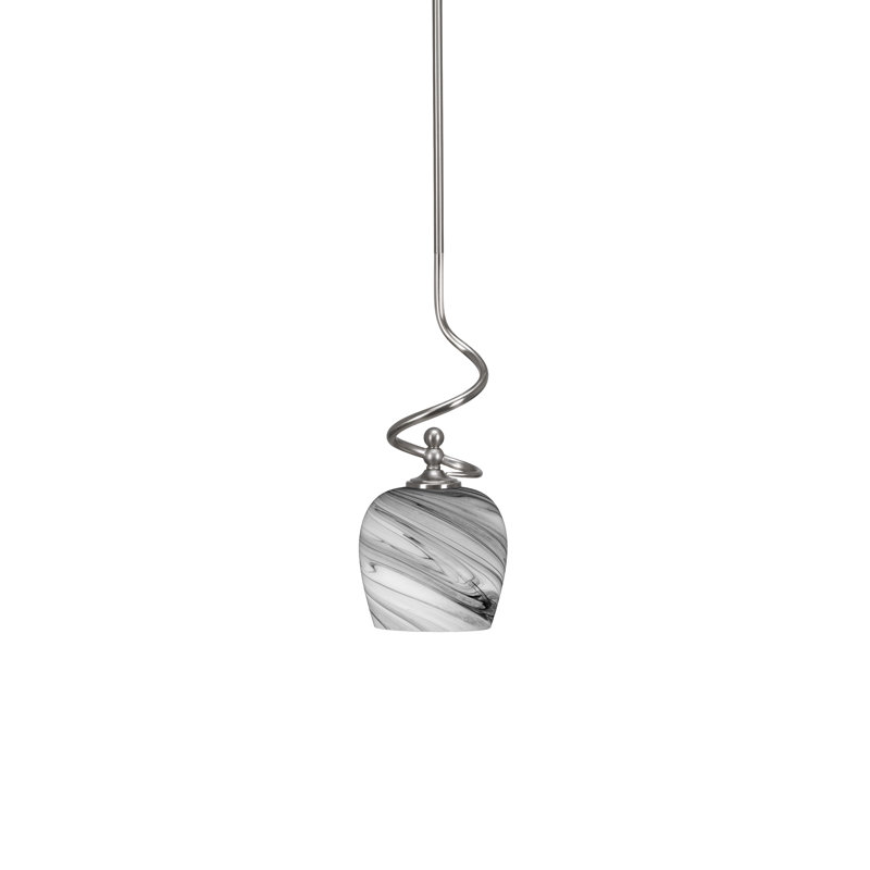 Mini-luminaire suspendu Capri avec verre tourbillon onyx 6 po, Nickel brossé