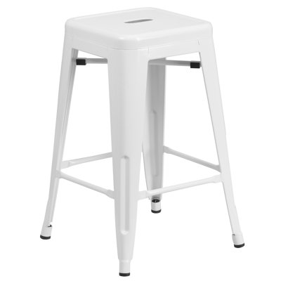 Nieva Commercial Grade Backless Indoor-Outdoor Counter Height Stool with Square Seat