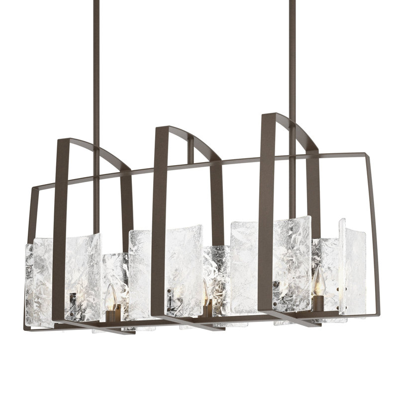 Luminaire suspendu linéaire à 8 lumières pour îlot de cuisine Arc, Bronze