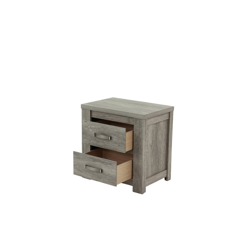 Gray Oak Bedroom Nightstand, 24" X 17" 25" H, Wood 23.69In 16.52In 24.85In, Quality