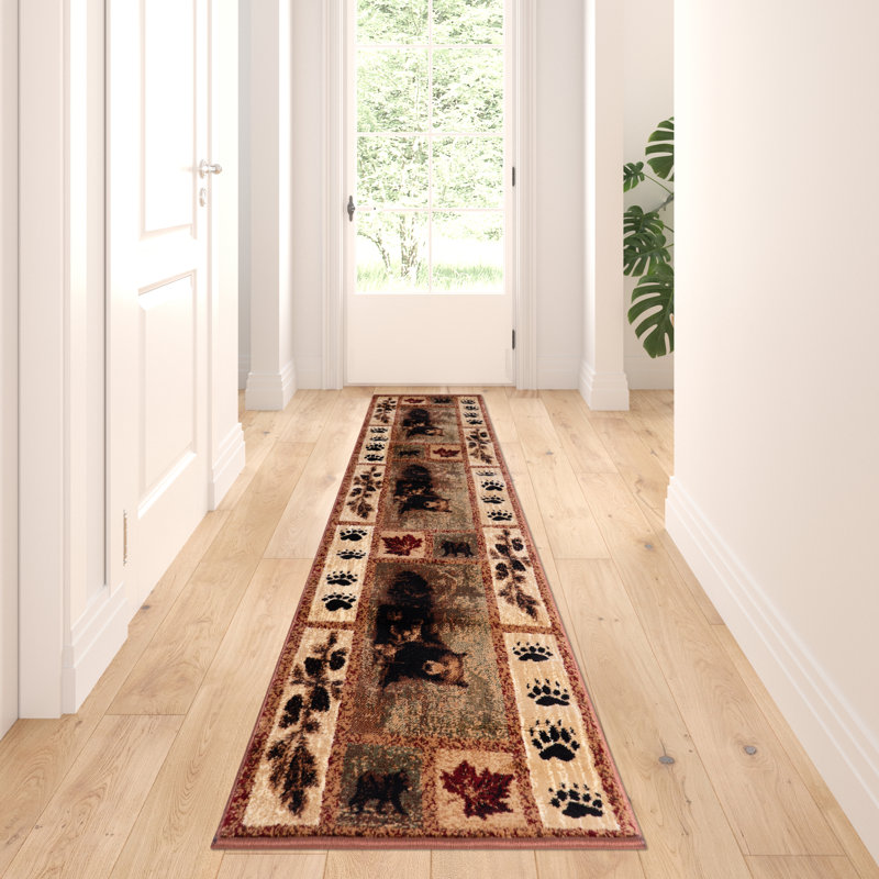 Tapis intérieur en oléfine avec 2 oursons inspirés de la nature, Rectangle 8 pi x 10 pi