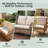 2-Person Outdoor Patio High Back Conversation Set with Wood-Grain Coffee Table & Cushions