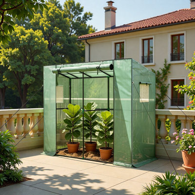 Outdoor Small Greenhouse with Roll-up Door,Portable Greenhouse,Walk-in Greenhouse,Sturdy Structure