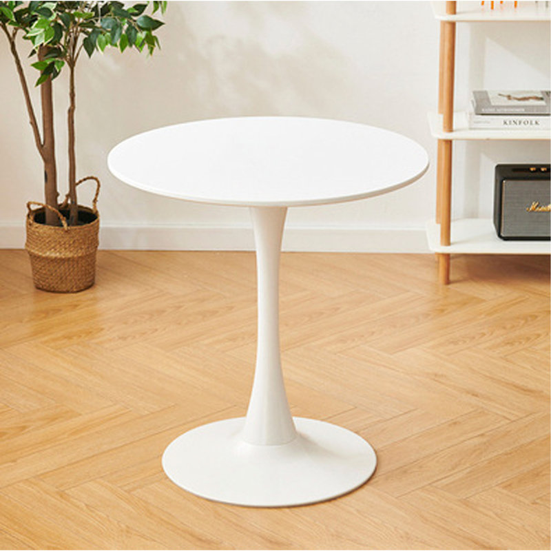Modern Round Tulip Dining Table, 24 Inch Mid Century Coffee Table with MDF Top & Steel Base, Oval Kitchen Table for Living Room