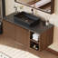 Meuble-lavabo flottant simple 36 po avec lavabo, lavabo mural avec vasque en pierre frittée noire, vasque en céramique, tablettes ouvertes et armoire-626462343-610633025