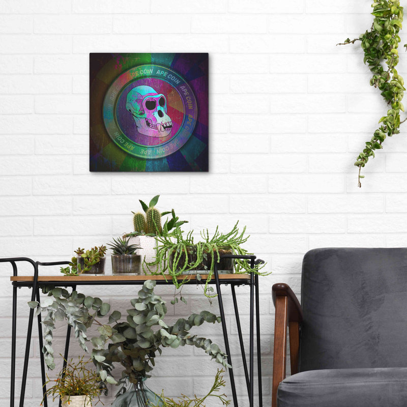 «Ape Crypto Coin», art mural en métal, H 12 po x l 12 po