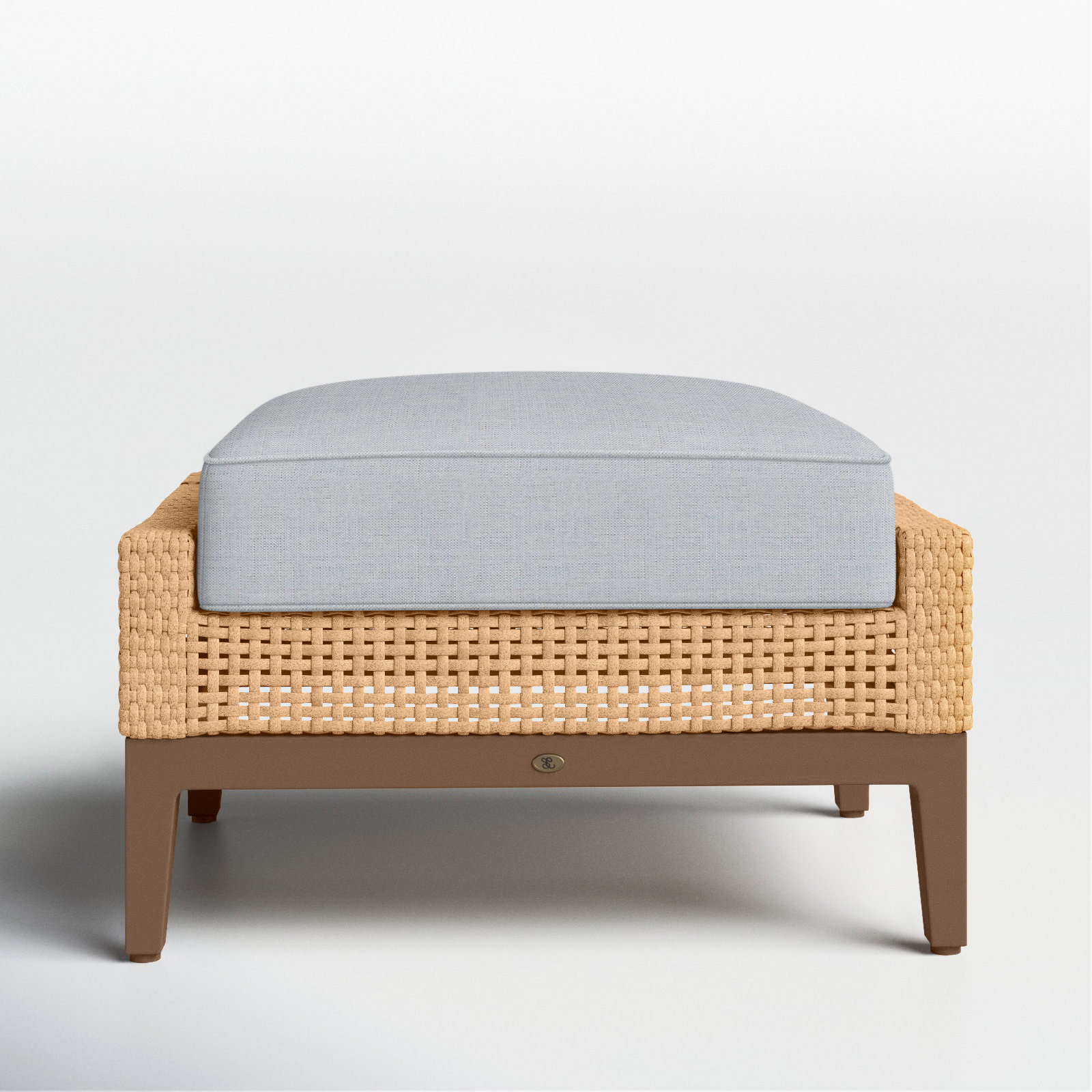 Peninsula Sunbrella® Patio Footstool, Welt + Standard fill, Linen Chambray, Peninsula #37 Light Raffia/Natural