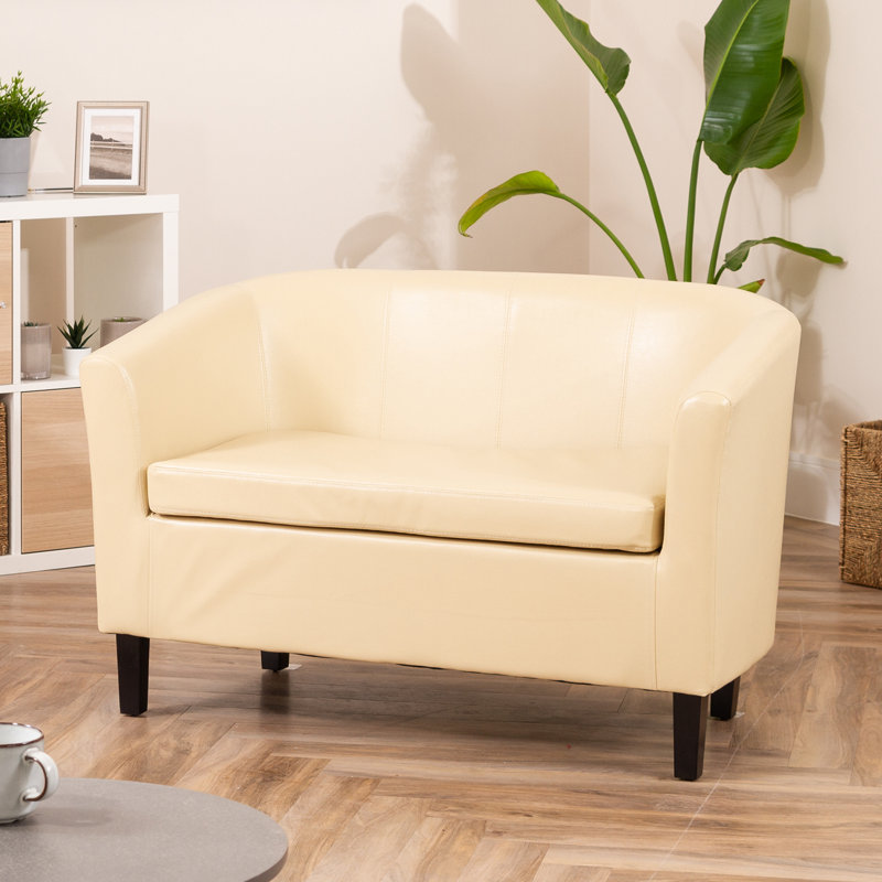 Laci-Mai 2 Seater Faux Leather Sofa, Cream