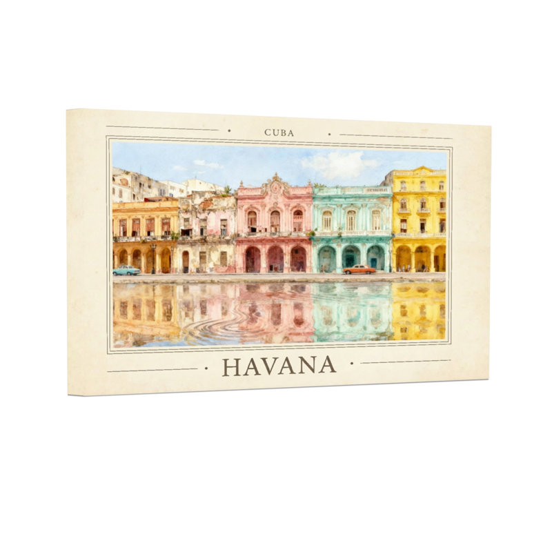«Scenic & Cityscapes Cuba Havana», impression d'art de bâtiments colorés, H 24 po x l 36 po