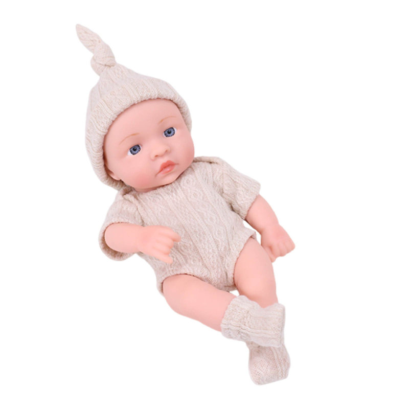 Poupées de 7,48 pouces pour nouveau-né en vinyle avec ensemble de vêtements comprenant une sucette réaliste, Beige
