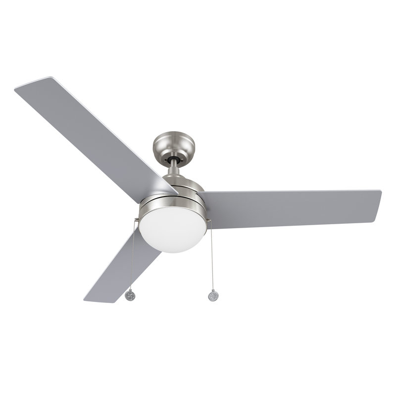 Ventilateur de plafond à chaînette de 52 po avec lumières DEL Joeris, Argent avec des pales grises