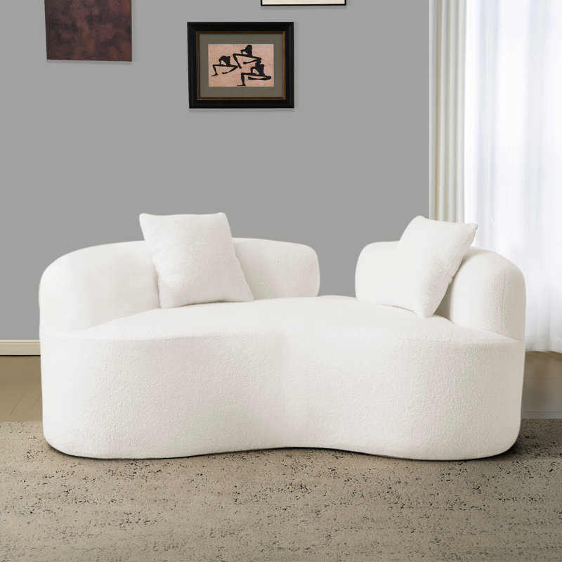 65,45 po incurvé, velours blanc, éponge à compression complète, sans installation, capacité de 350 lb, support mi-ferme pour un assemblage de velours à la maison détendu, durabilité