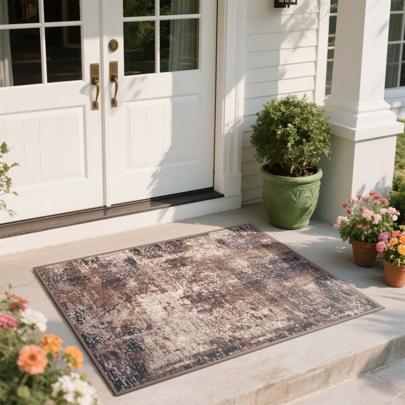 Tapis moderne antidérapant et lavable Fillender, Rectangulaire 2 pi x 3 pi