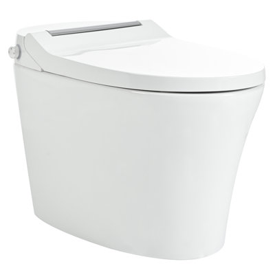 Smart toilet with Built-in Heated Seat, One Piece Elongated Modern Toilet with Adjustable Temp Heated Seat, Auto Flush, Dual Flush Toilet 1/1.28 GPF, Foot sensor Flush, White Night Light,Knob Control