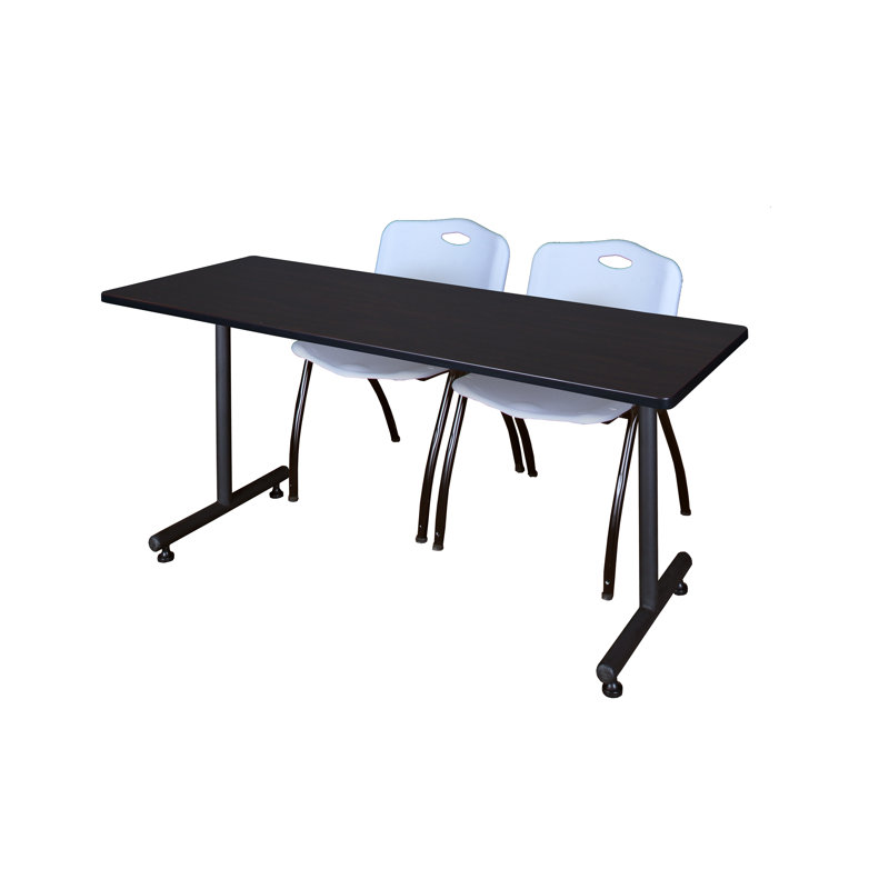 Table de formation en T Nick Nick, chaises empilables 2 M, Noir, Acajou, H 29 po x L 60 po x l 24 po