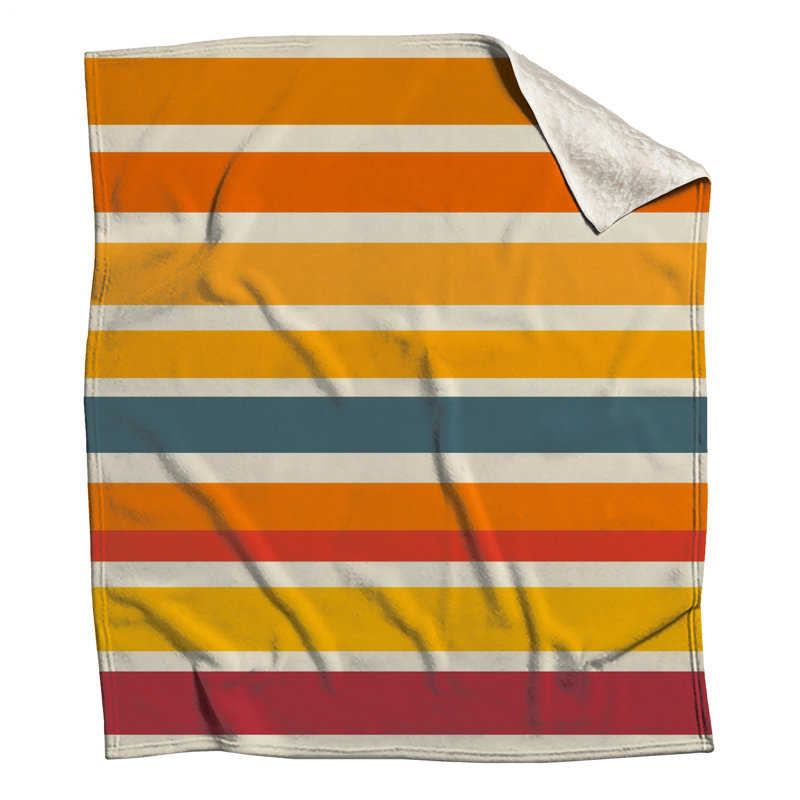 Couvertures orange à rayures jaunes, L 60 po x H 80 po