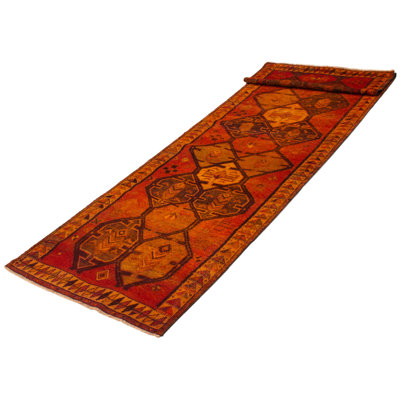 Zampino One-of-a-Kind 4'2" X 13'11" 1990s Runner Wool Area Rug Brown