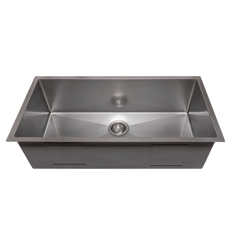 DuraSnow® ZLINE 36" Meribel Undermount Single Bowl Fingerprint Resistant Stainless Steel Kitchen Sink with Bottom Grid