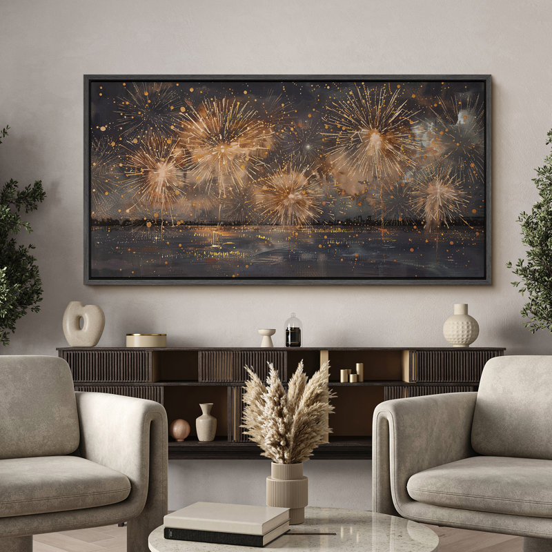 Feux d'artifice horizontal, art mural encadré, impression de feu d'artifice du 4 juillet ou du Nouvel An, H 30 po x l 60 po
