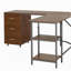 Bureau à deux tons en forme de L avec rangement, couleur noyer