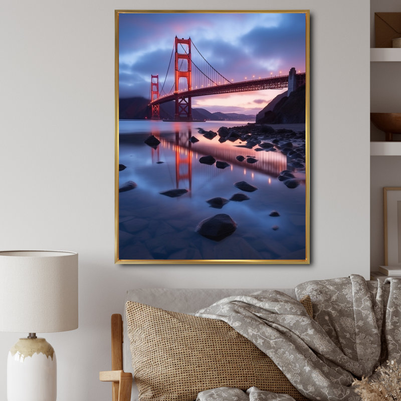 San Francisco Golden Gate Dream II sur impression sur toile, H 32 po x l 24 po x P 1 po, Cadre flottant doré