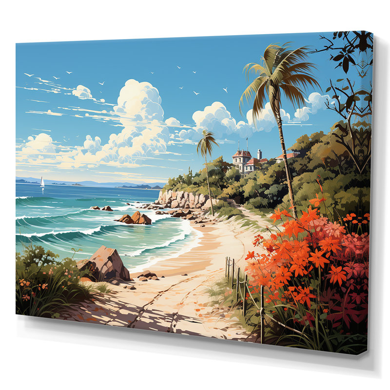 Impression sur toile Turquoise Seaside Trek III, Toile tendue, H 24 po x l 32 po x P 1 po