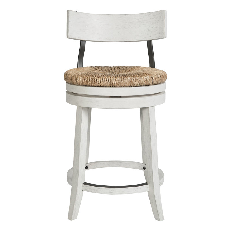 Tabouret de bar Farmhouse, Blanc, Tabouret de comptoir (assise à une hauteur de 26 