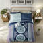 Ensemble de literie Boho avec édredon et draps, microfibre de polyester, design bleu marine pour les chambres modernes