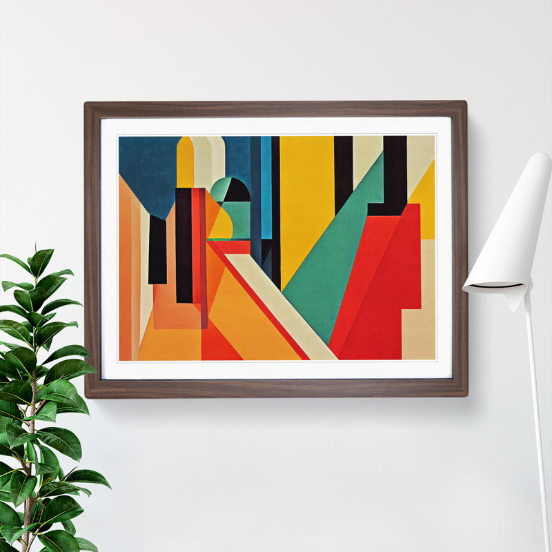 Favourable Modern Abstract - Framed Print, 25cm H x 34cm W x 2cm D, Walnut Framed